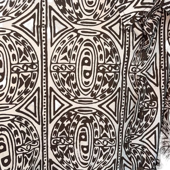 Noa Noa Mens Shirt Size L Brown Abstract Print Hawaiian Button Down Pure Cotton - Picture 9 of 9